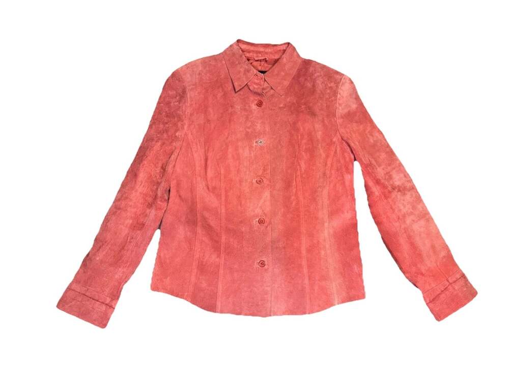Womens VTG Burnt Rust Orange Suede Leather Jacket Western Fall Pumpkin Cowgirl 6